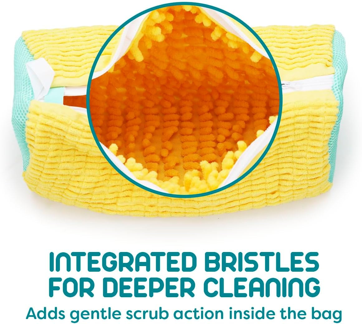 Shoe Washing Machine Bag - 2Pcs - Laundry Shoe Bag for Washer and Dryer - 2Pc Reusable  Sneaker Cleaning Sack for All Type of Tennis - Reinforced Zipper, 360° Deep Cleaning (Yellow)