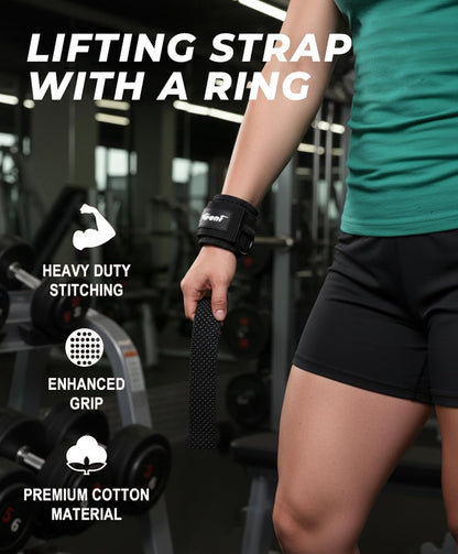 Weight Lifting Straps with Cuffed D Ring,Heavy Duty Thyick Comfortable Lifting Straps, Secure Fit, Enhanced Grip, Straps for Weightlifting & Gym Training