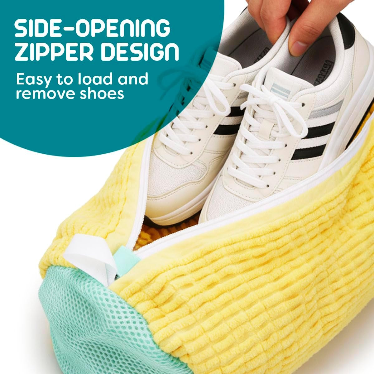 Shoe Washing Machine Bag - 2Pcs - Laundry Shoe Bag for Washer and Dryer - 2Pc Reusable  Sneaker Cleaning Sack for All Type of Tennis - Reinforced Zipper, 360° Deep Cleaning (Yellow)