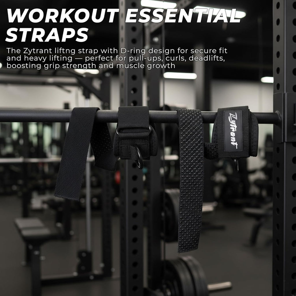 Weight Lifting Straps with Cuffed D Ring,Heavy Duty Thyick Comfortable Lifting Straps, Secure Fit, Enhanced Grip, Straps for Weightlifting & Gym Training