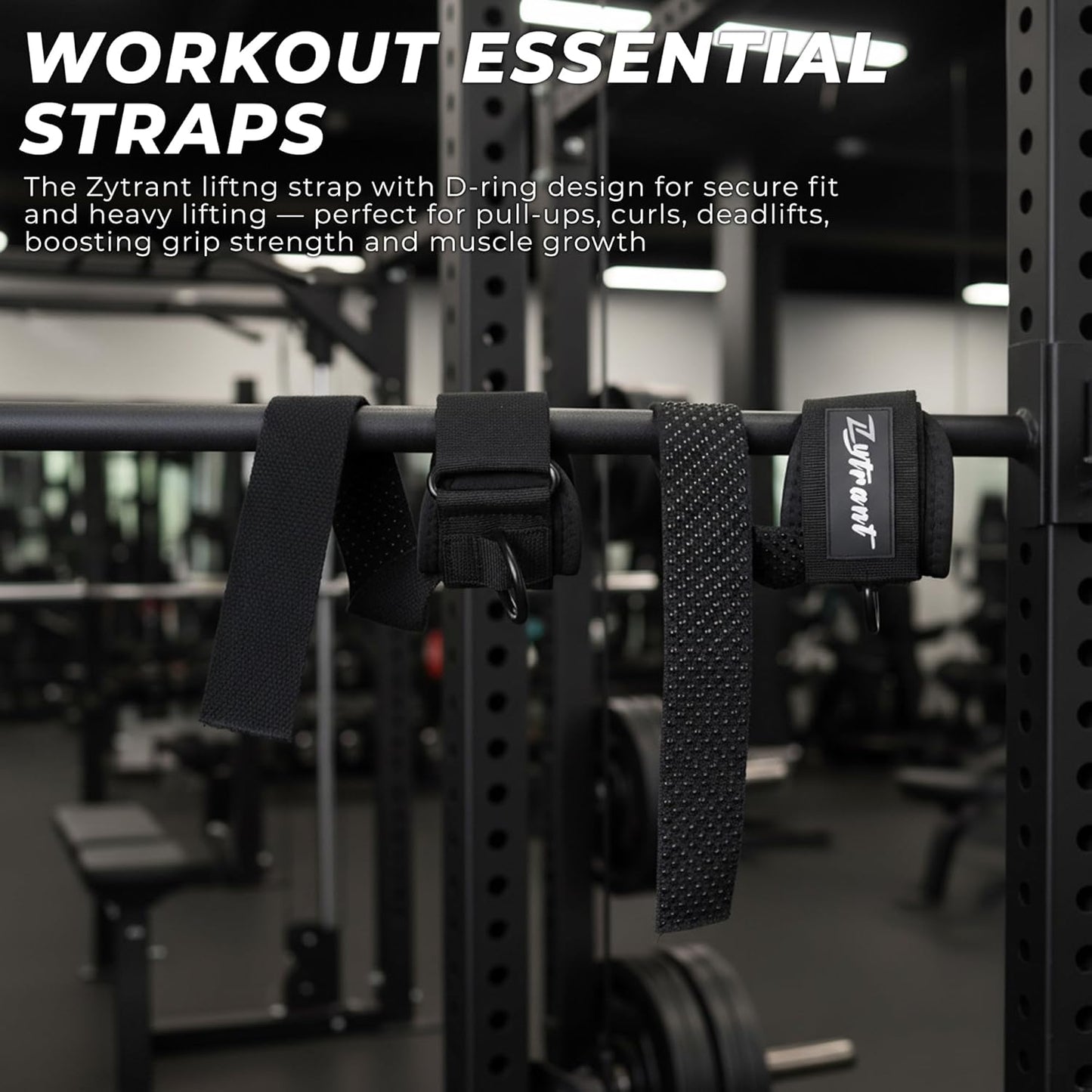 Weight Lifting Straps with Cuffed D Ring,Heavy Duty Thyick Comfortable Lifting Straps, Secure Fit, Enhanced Grip, Straps for Weightlifting & Gym Training