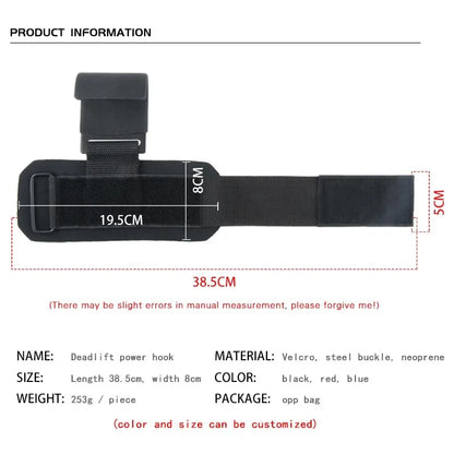 Weight Lifting Hook Grips with Wrist Wraps Hand-Bar Wrist Strap Gym Fitness Hook Weight Strap Pull-Ups Power Lifting Gloves