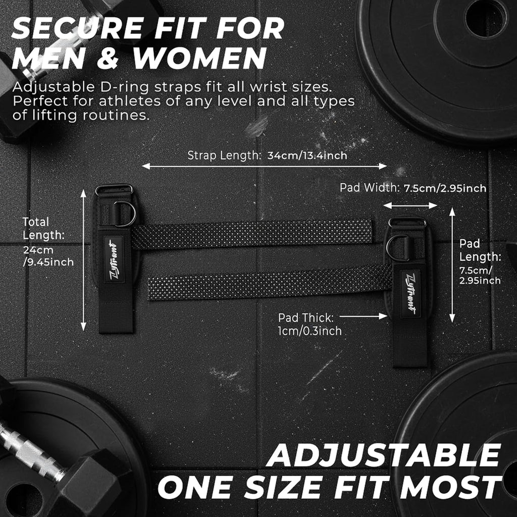 Weight Lifting Straps with Cuffed D Ring,Heavy Duty Thyick Comfortable Lifting Straps, Secure Fit, Enhanced Grip, Straps for Weightlifting & Gym Training